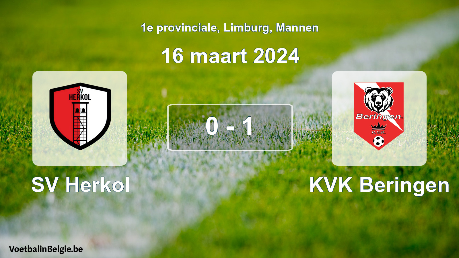 Gespeelde wedstrijd mannenvoetbal: SV Herkol - KVK Beringen 0 - 1 (16 maart 2024)