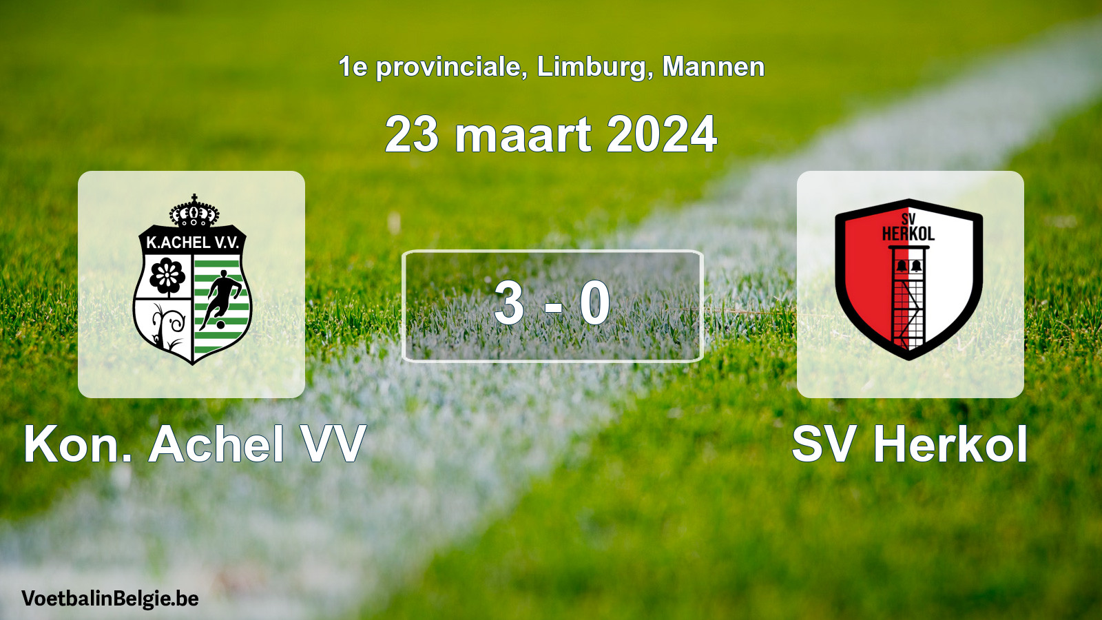 Gespeelde wedstrijd mannenvoetbal: Kon. Achel VV - SV Herkol 3 - 0 (23 maart 2024)