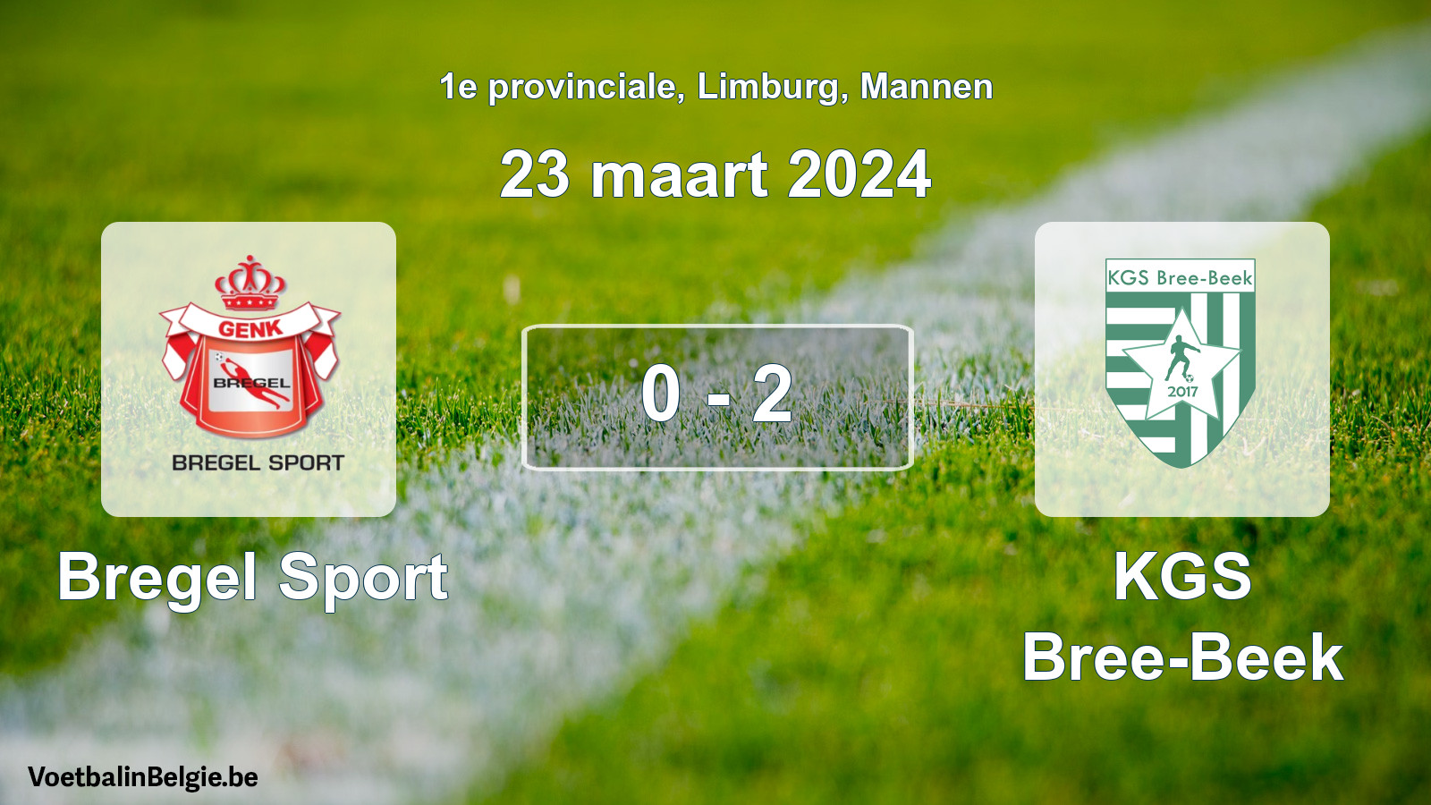 Gespeelde wedstrijd mannenvoetbal: Bregel Sport - KGS Bree-Beek 0 - 2 (23 maart 2024)