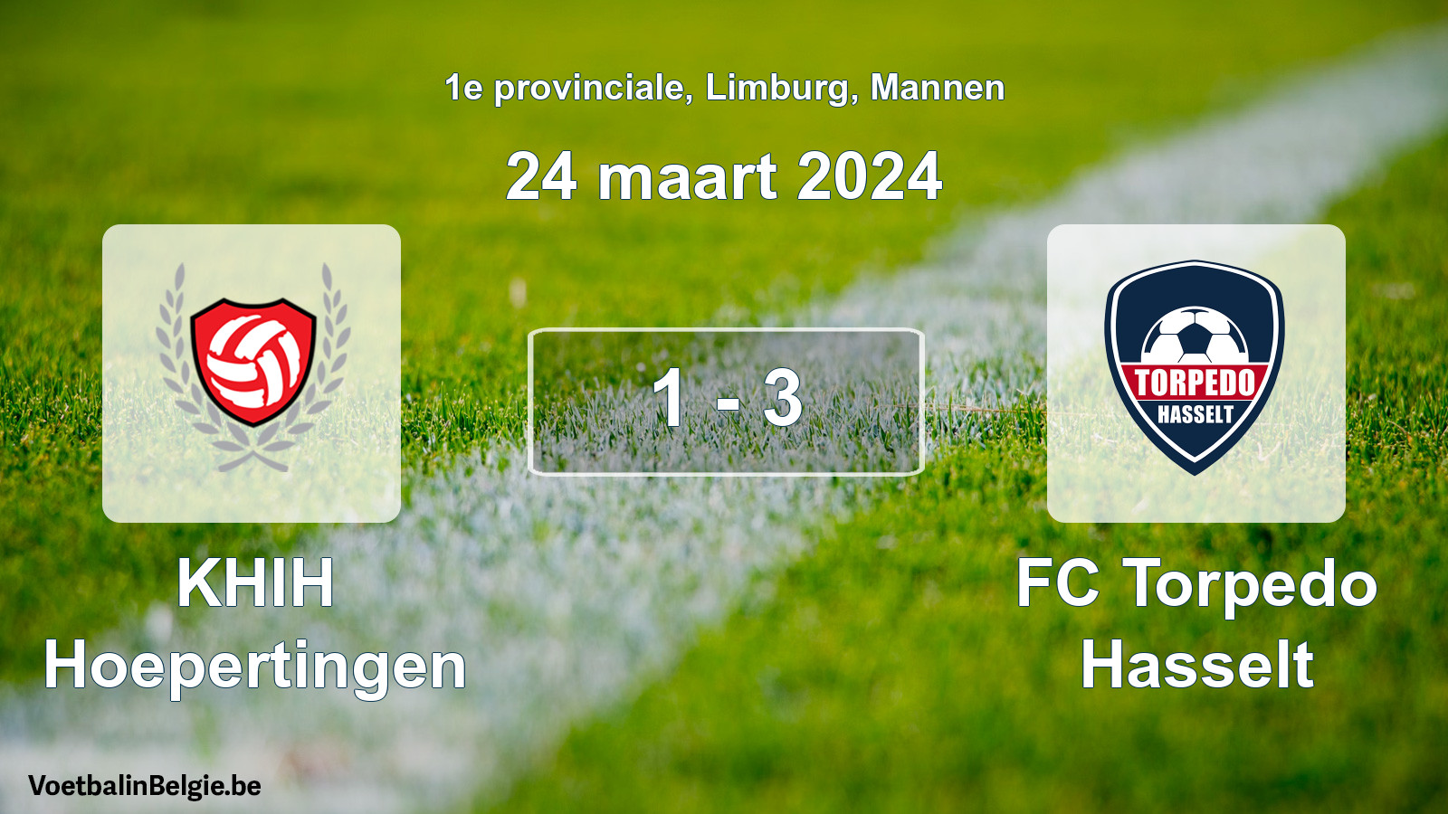 Gespeelde wedstrijd mannenvoetbal: KHIH Hoepertingen - FC Torpedo Hasselt 1 - 3 (24 maart 2024)