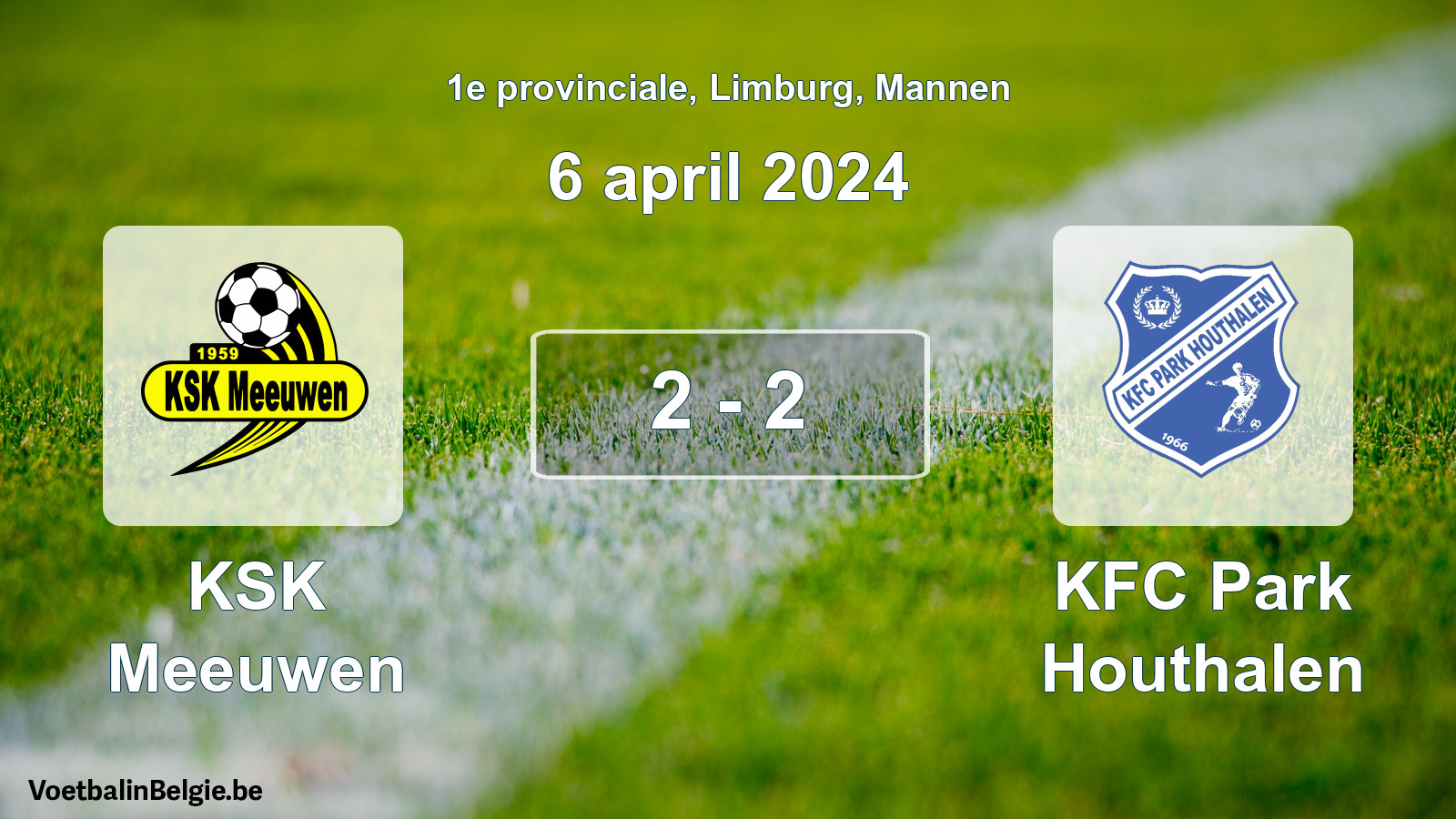 Gespeelde wedstrijd mannenvoetbal: KSK Meeuwen - KFC Park Houthalen 2 - 2 (6 april 2024)