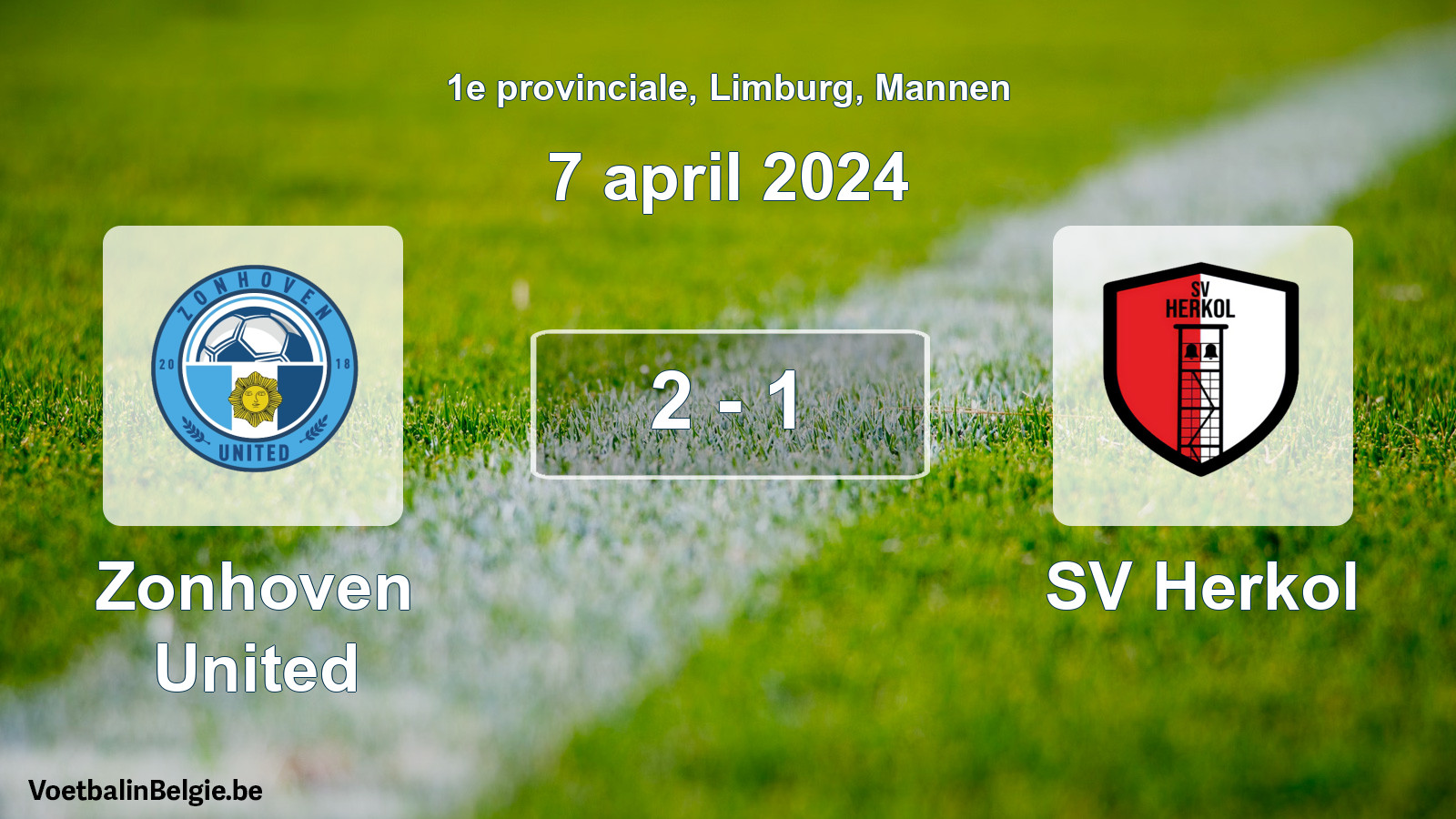 Gespeelde wedstrijd mannenvoetbal: Zonhoven United - SV Herkol 2 - 1 (7 april 2024)