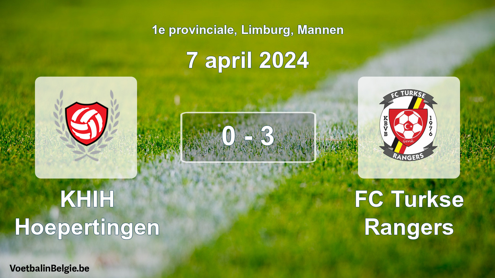 Gespeelde wedstrijd mannenvoetbal: KHIH Hoepertingen - FC Turkse Rangers 0 - 3 (7 april 2024)
