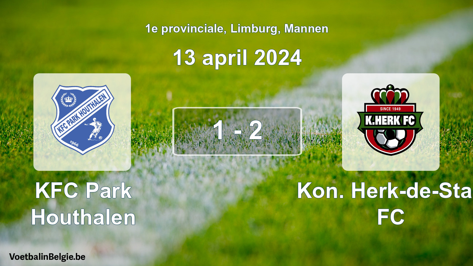 Gespeelde wedstrijd mannenvoetbal: KFC Park Houthalen - Kon. Herk-de-Stad FC 1 - 2 (13 april 2024)