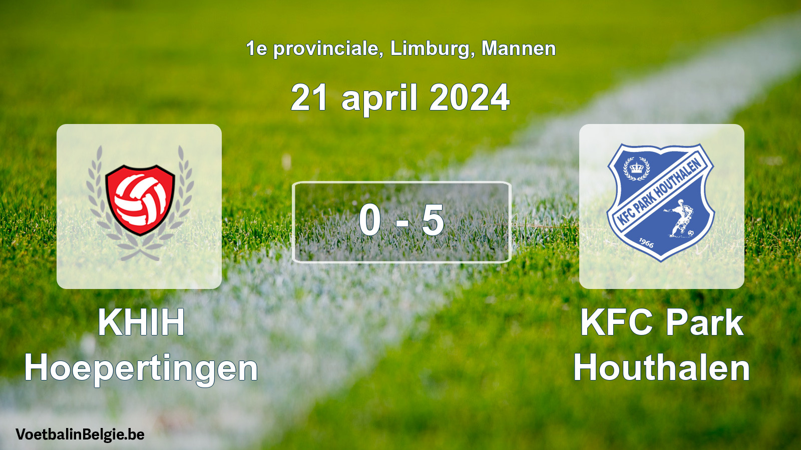Gespeelde wedstrijd mannenvoetbal: KHIH Hoepertingen - KFC Park Houthalen 0 - 5 (21 april 2024)