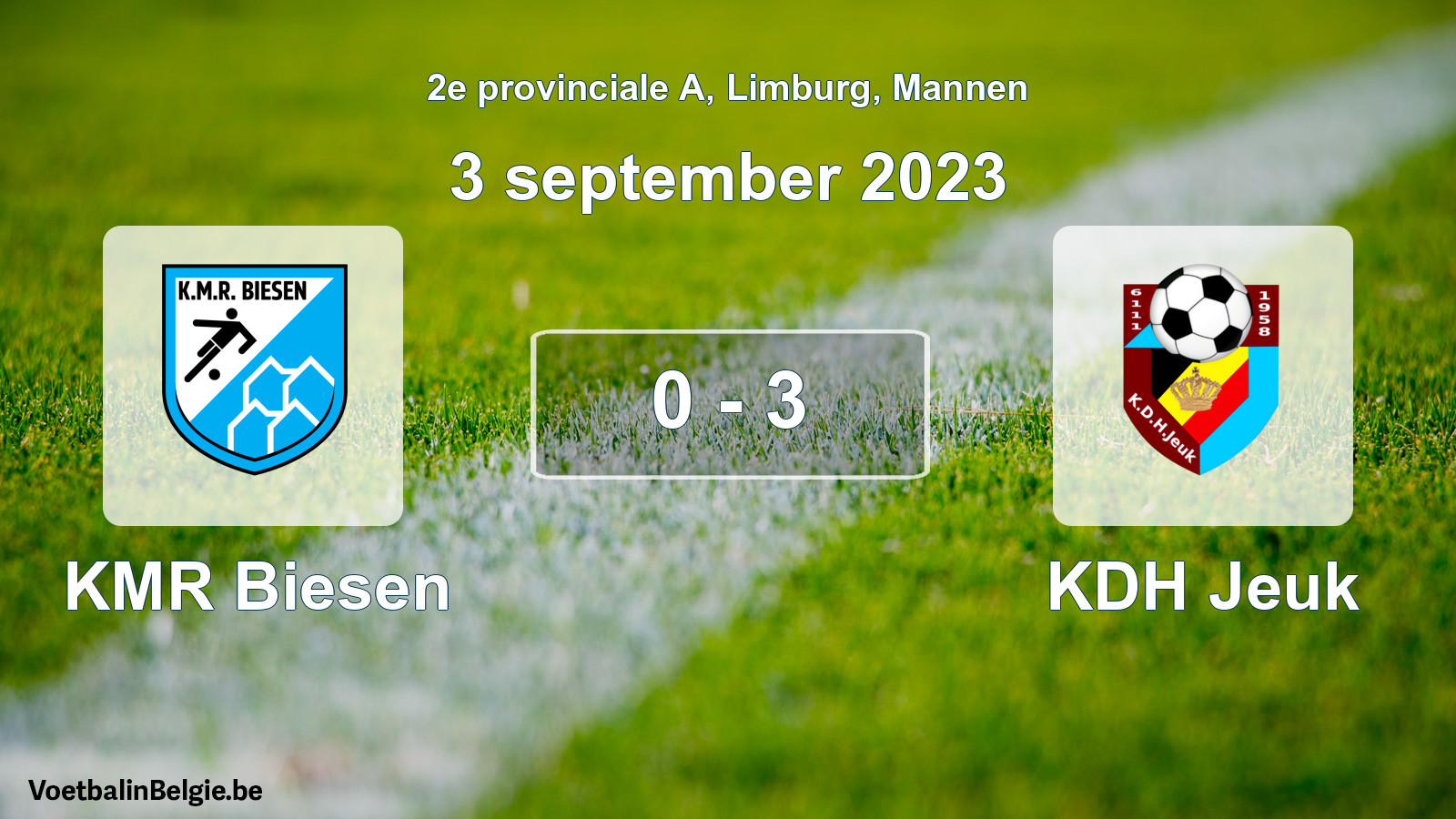 Gespeelde wedstrijd mannenvoetbal: KMR Biesen - KDH Jeuk 0 - 3 (3 september 2023)
