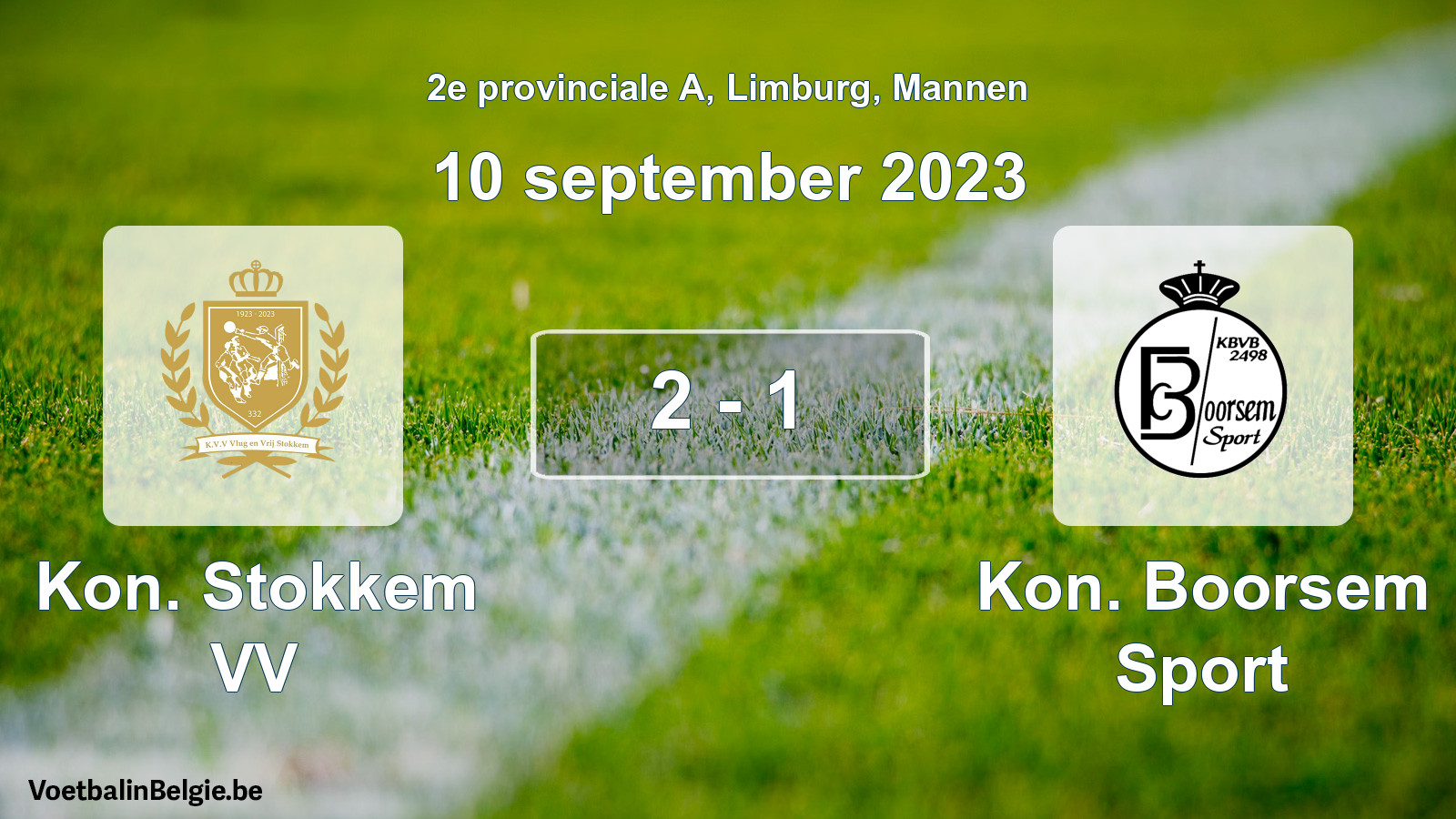 Gespeelde wedstrijd mannenvoetbal: Kon. Stokkem VV - Kon. Boorsem Sport 2 - 1 (10 september 2023)