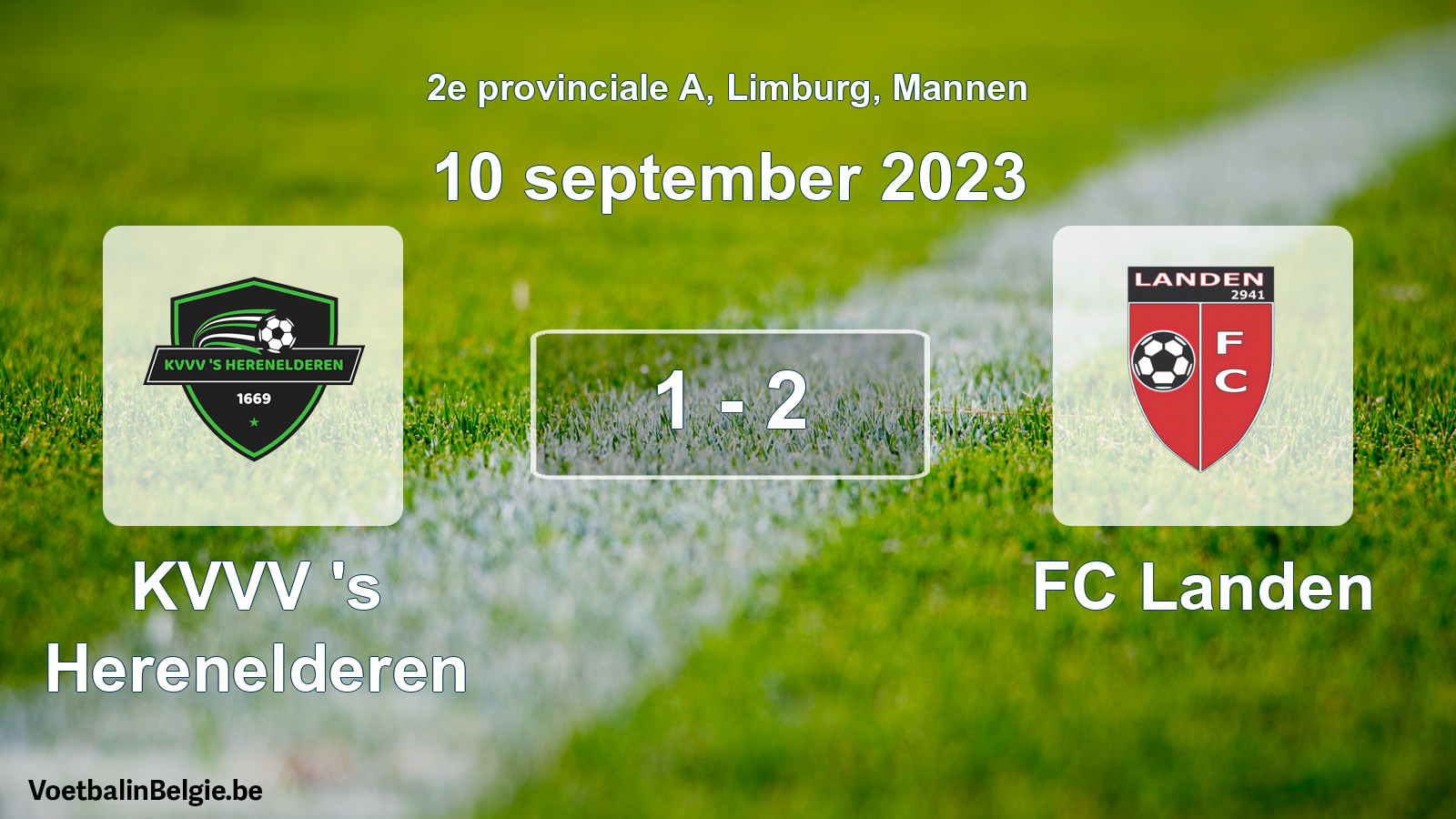 Gespeelde wedstrijd mannenvoetbal: KVVV 's Herenelderen - FC Landen 1 - 2 (10 september 2023)