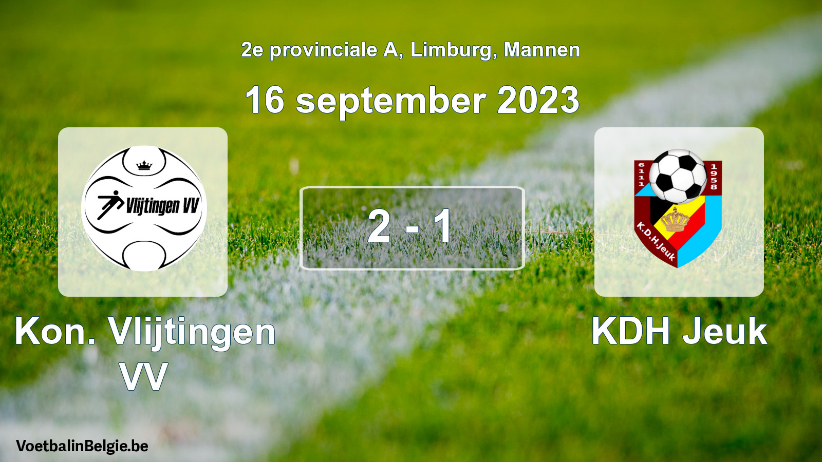 Gespeelde wedstrijd mannenvoetbal: Kon. Vlijtingen VV - KDH Jeuk 2 - 1 (16 september 2023)