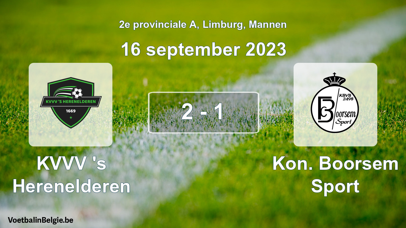 Gespeelde wedstrijd mannenvoetbal: KVVV 's Herenelderen - Kon. Boorsem Sport 2 - 1 (16 september 2023)