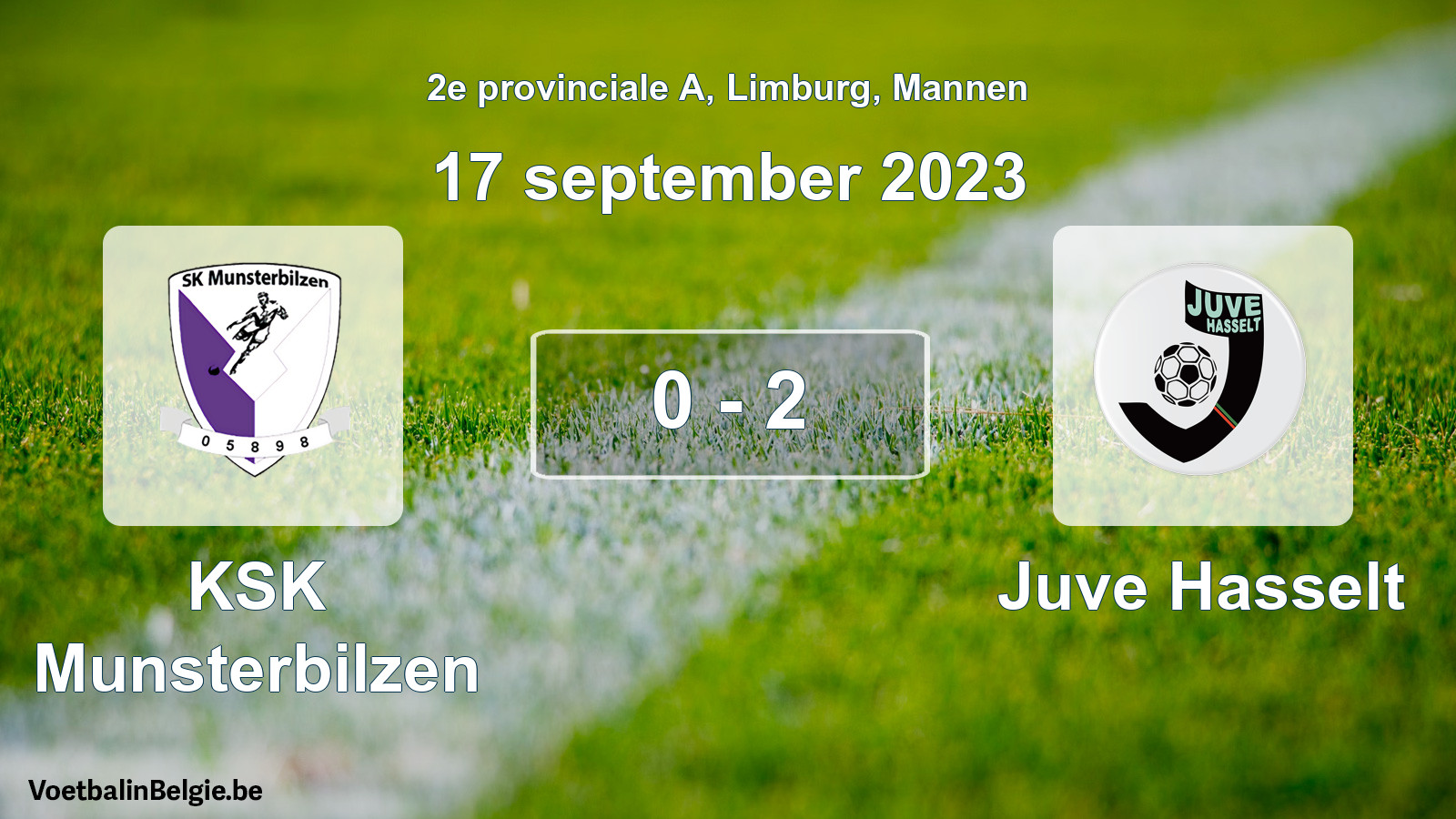 Gespeelde wedstrijd mannenvoetbal: KSK Munsterbilzen - Juve Hasselt 0 - 2 (17 september 2023)