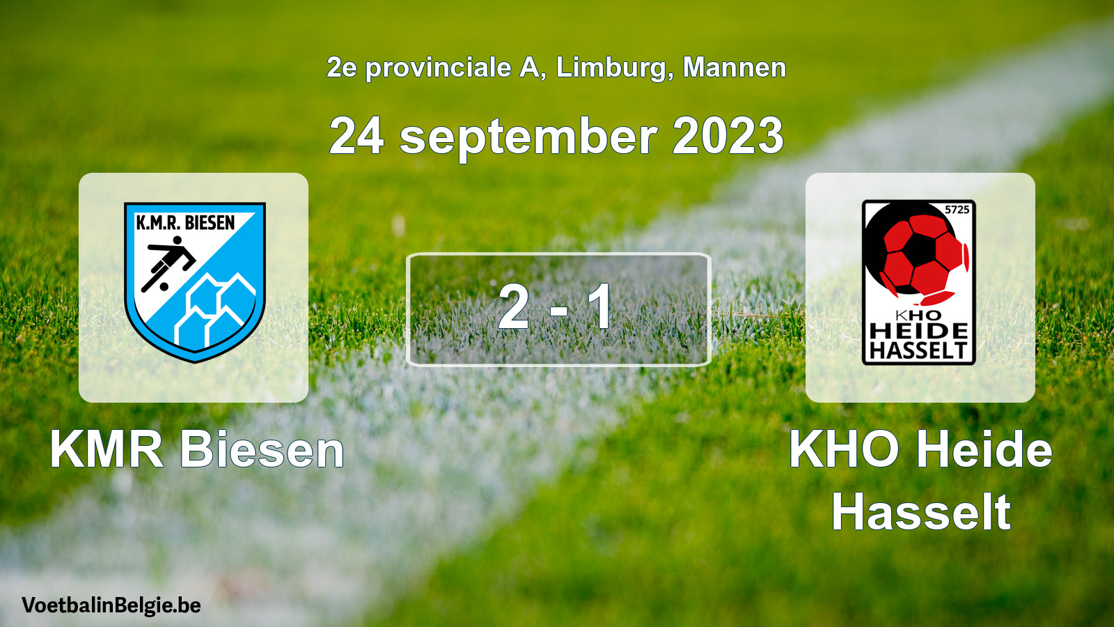 Gespeelde wedstrijd mannenvoetbal: KMR Biesen - KHO Heide Hasselt 2 - 1 (24 september 2023)