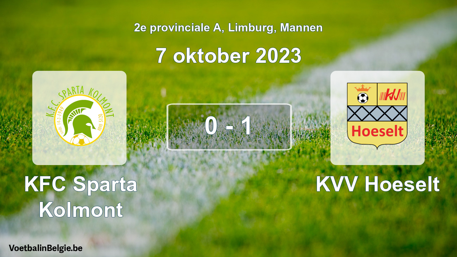 Gespeelde wedstrijd mannenvoetbal: KFC Sparta Kolmont - KVV Hoeselt 0 - 1 (7 oktober 2023)