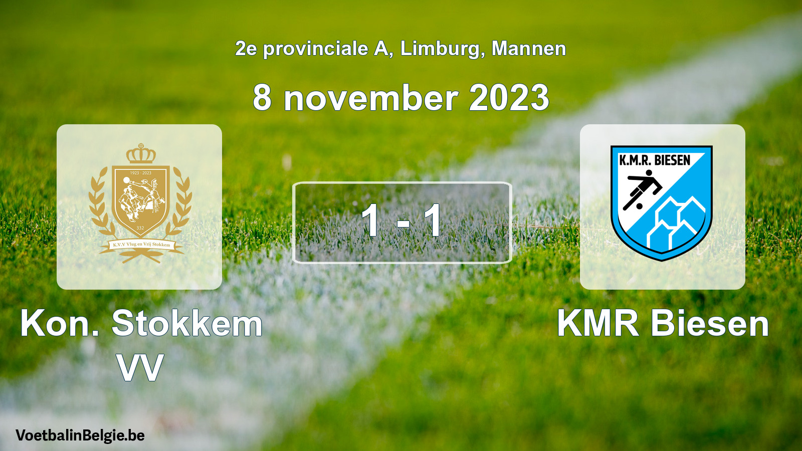 Gespeelde wedstrijd mannenvoetbal: Kon. Stokkem VV - KMR Biesen 1 - 1 (8 november 2023)