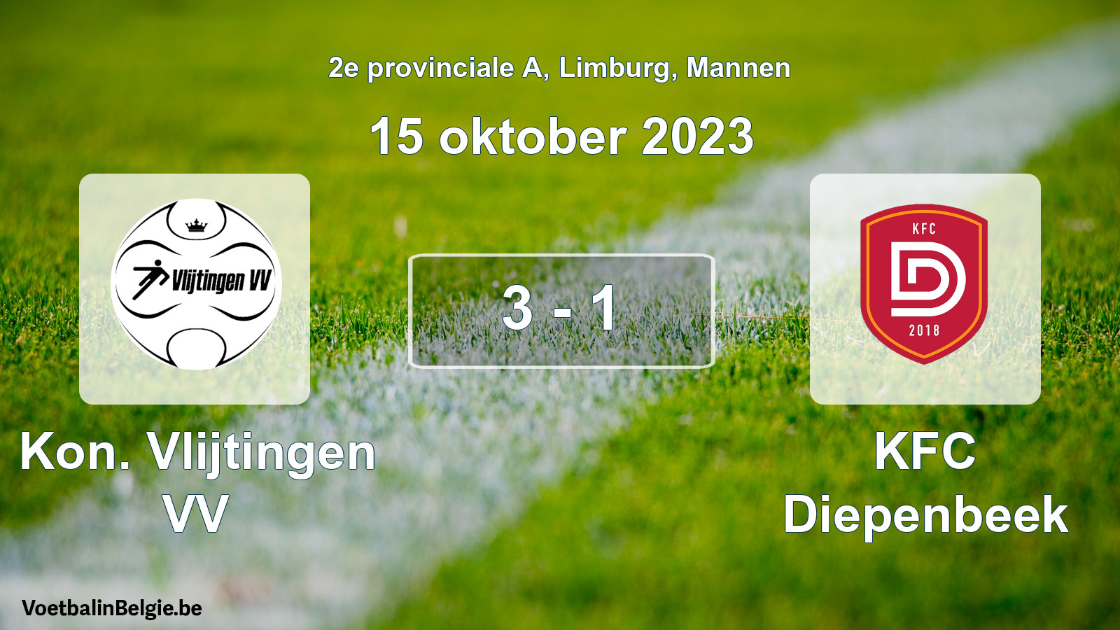 Played match men football: Kon. Vlijtingen VV - KFC Diepenbeek 3 - 1 (15 October 2023)