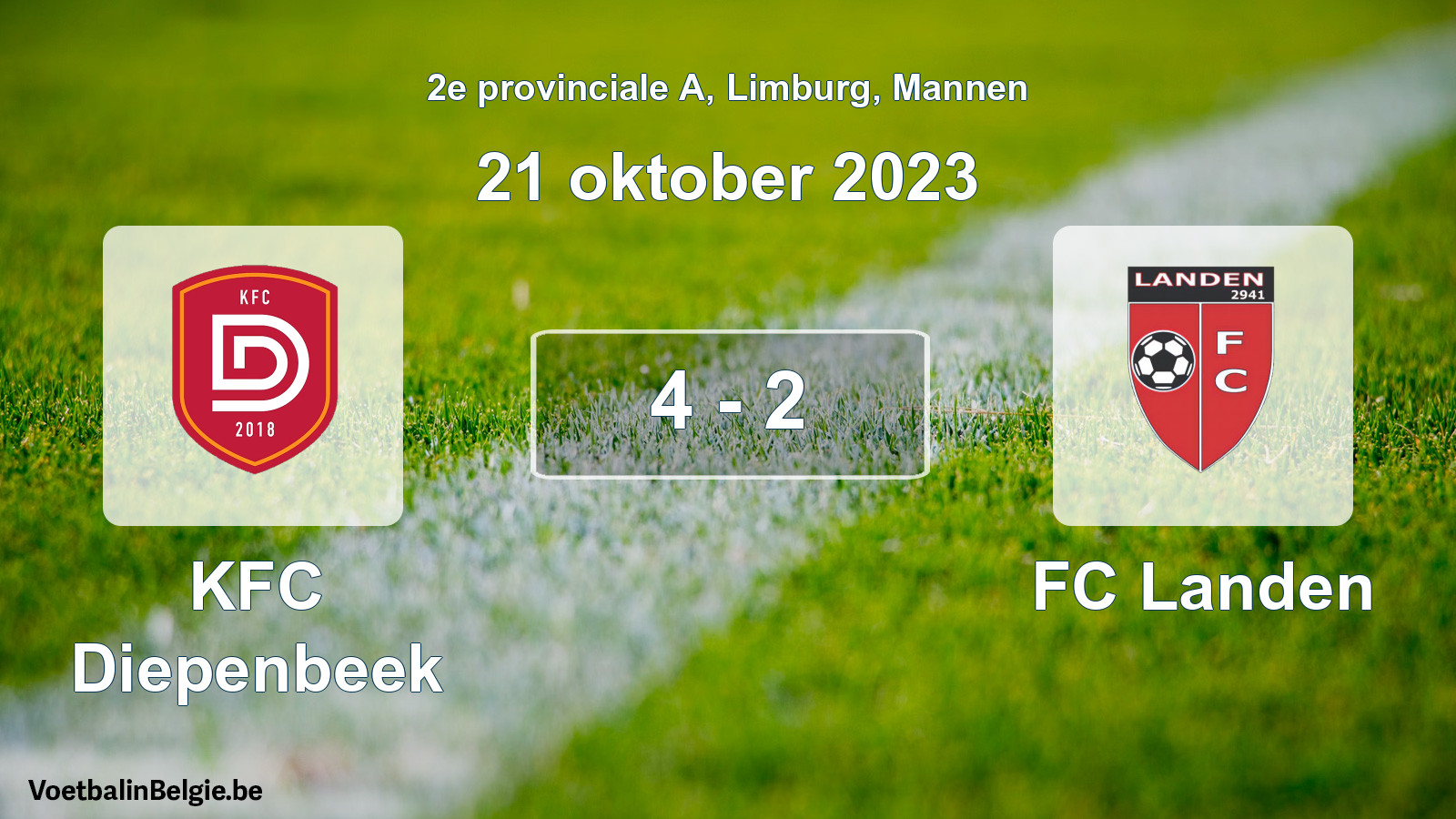 Gespeelde wedstrijd mannenvoetbal: KFC Diepenbeek - FC Landen 4 - 2 (21 oktober 2023)