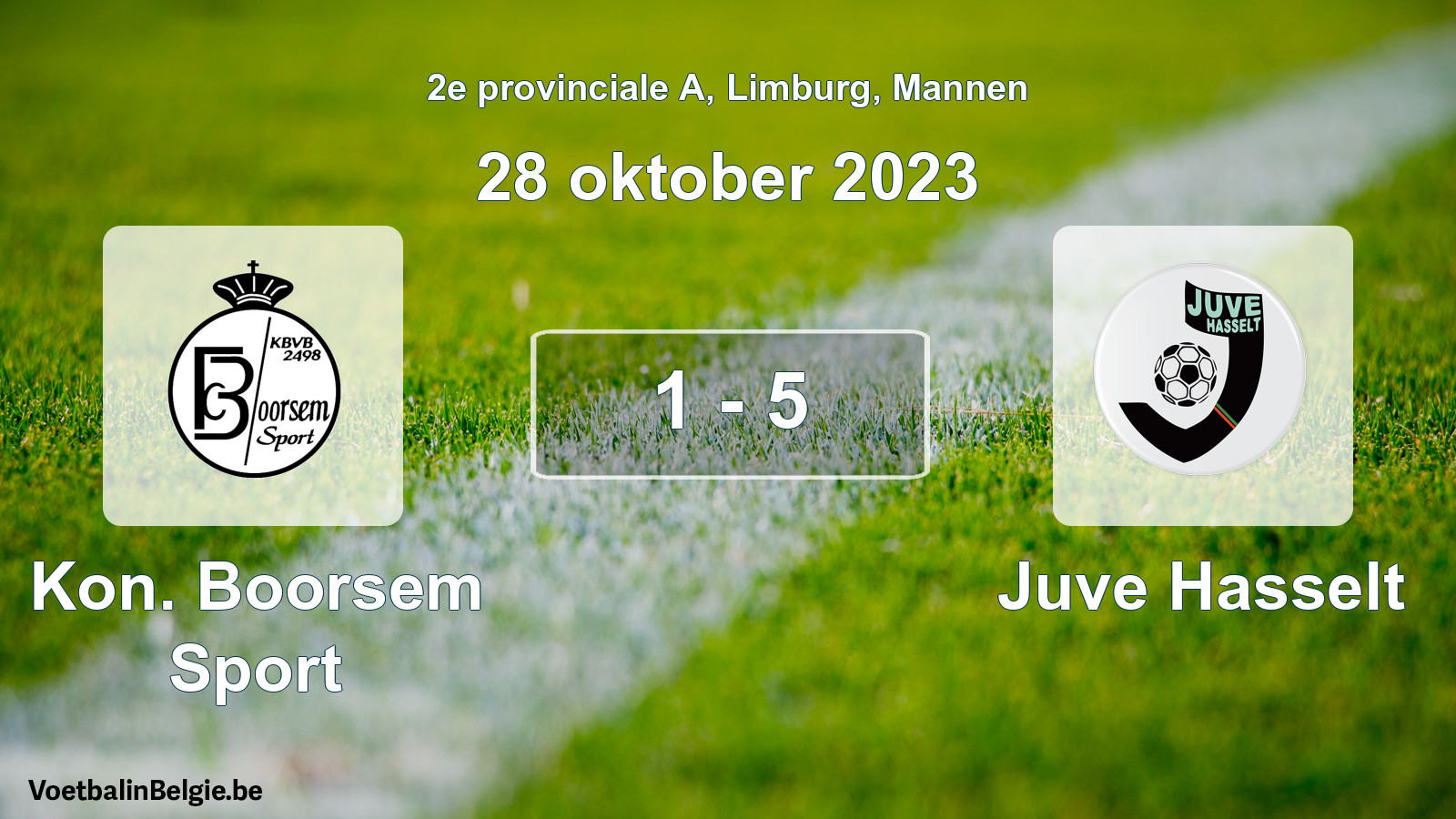 Gespeelde wedstrijd mannenvoetbal: Kon. Boorsem Sport - Juve Hasselt 1 - 5 (28 oktober 2023)