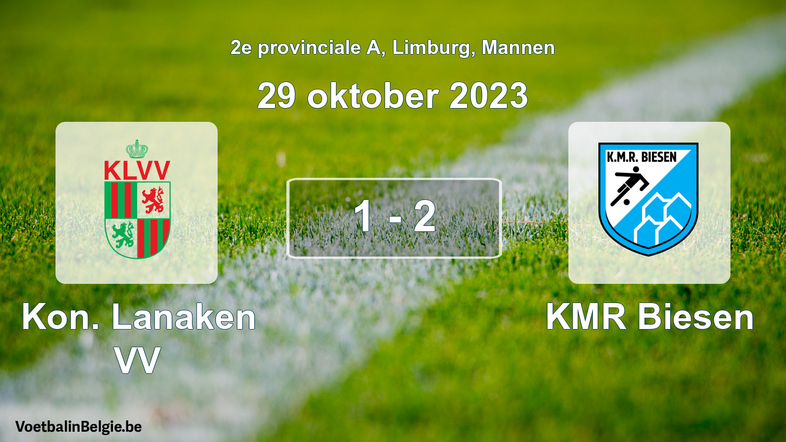 Gespeelde wedstrijd mannenvoetbal: Kon. Lanaken VV - KMR Biesen 1 - 2 (29 oktober 2023)