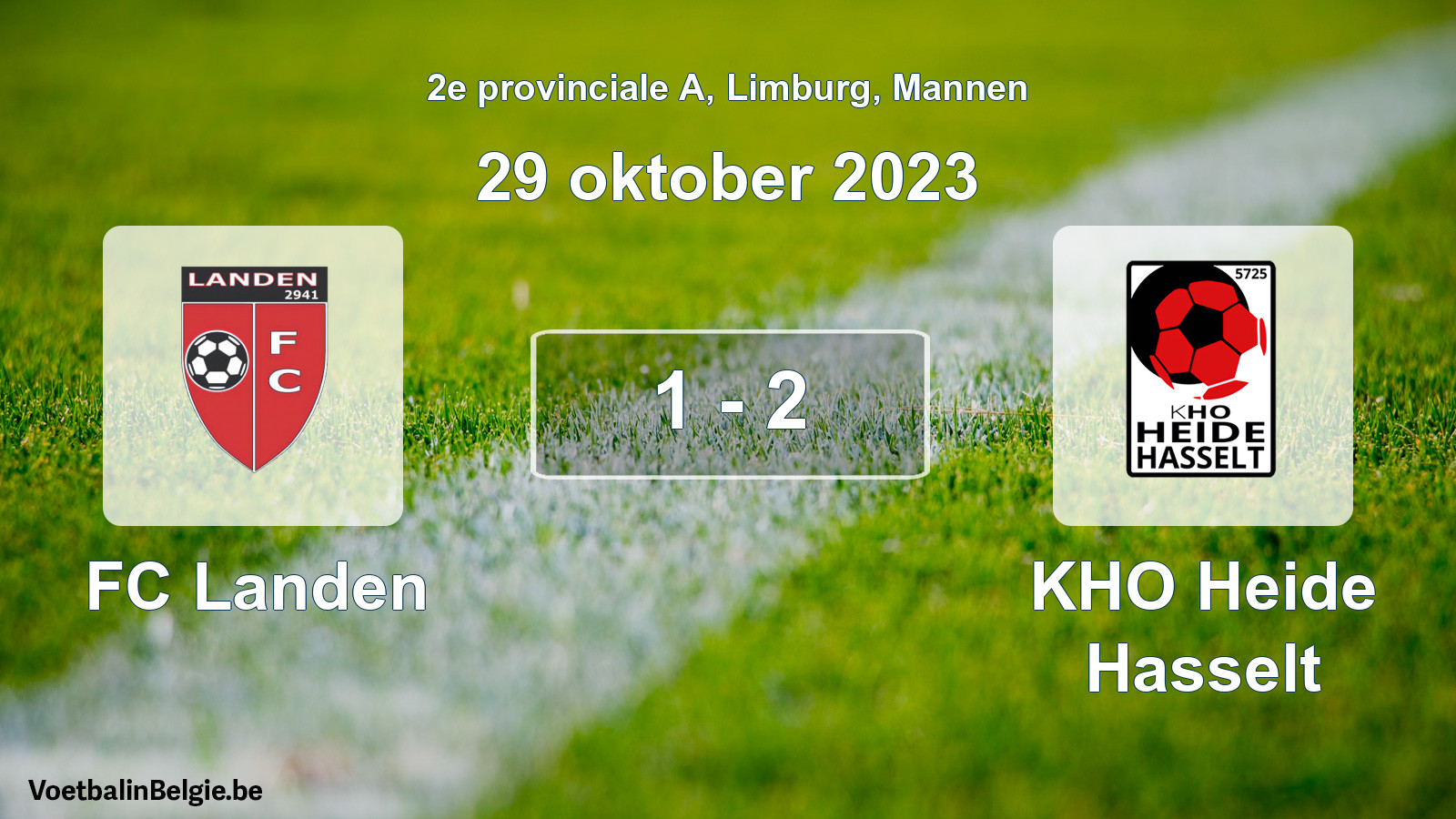 Gespeelde wedstrijd mannenvoetbal: FC Landen - KHO Heide Hasselt 1 - 2 (29 oktober 2023)