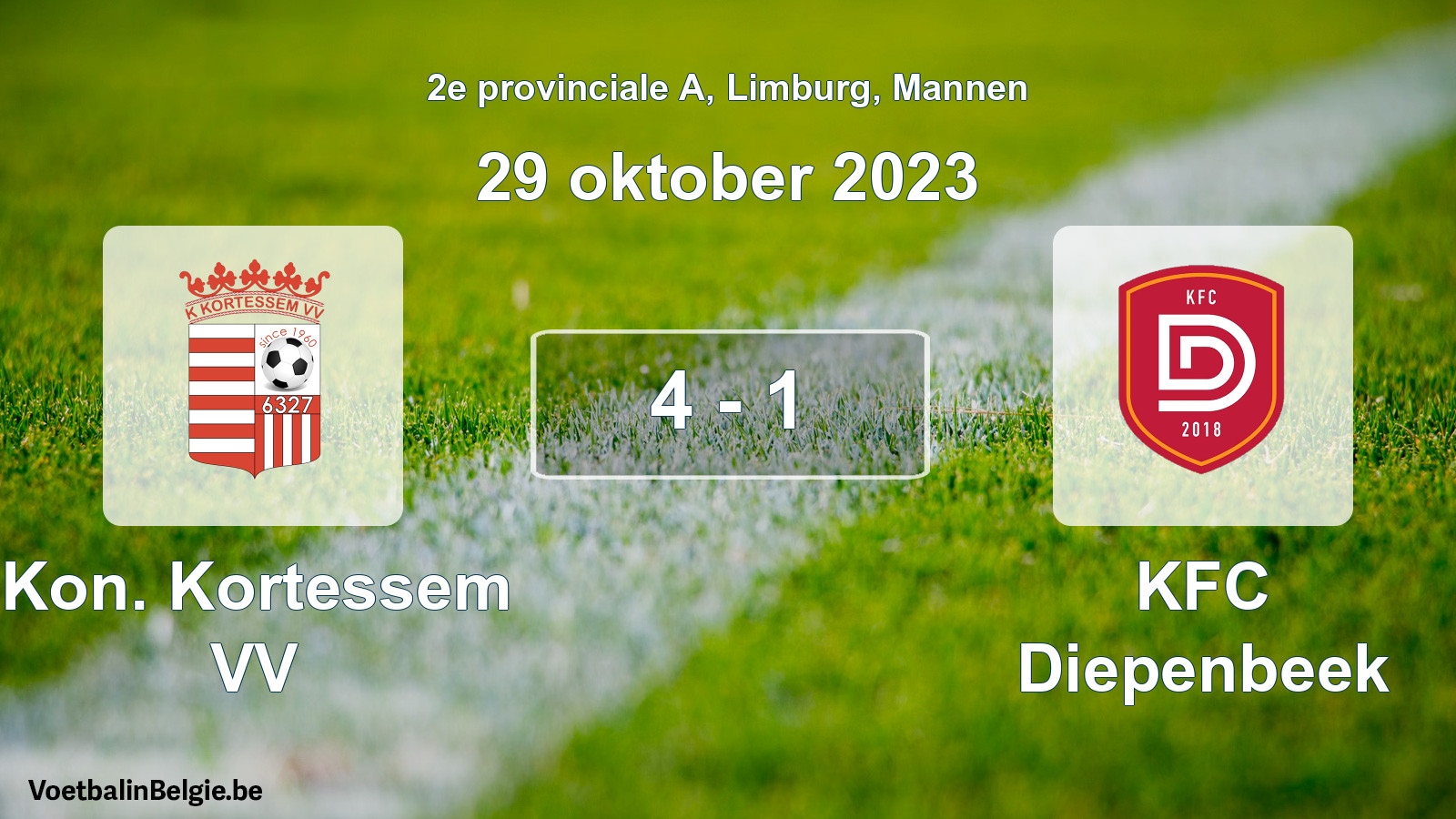 Played match men football: Kon. Kortessem VV - KFC Diepenbeek 4 - 1 (29 October 2023)