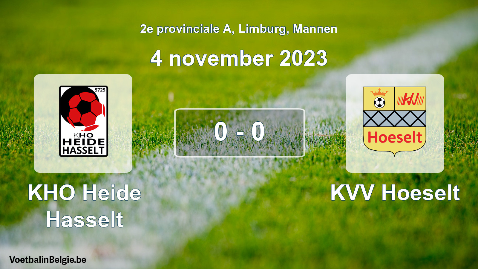 Gespeelde wedstrijd mannenvoetbal: KHO Heide Hasselt - KVV Hoeselt 0 - 0 (4 november 2023)