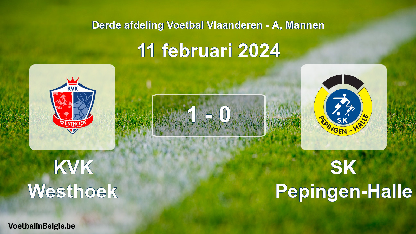 Gespeelde wedstrijd mannenvoetbal: KVK Westhoek - SK Pepingen-Halle 1 - 0 (11 februari 2024)