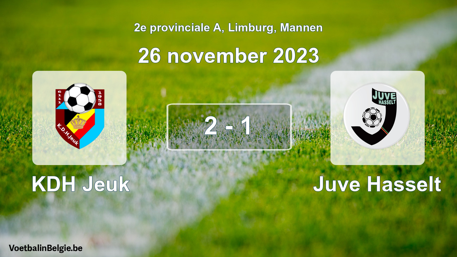 Gespeelde wedstrijd mannenvoetbal: KDH Jeuk - Juve Hasselt 2 - 1 (26 november 2023)